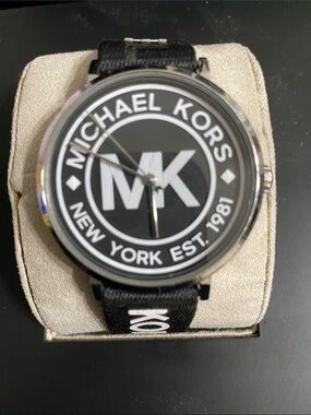Michael Kors Black and White MK Logo Sport Watch